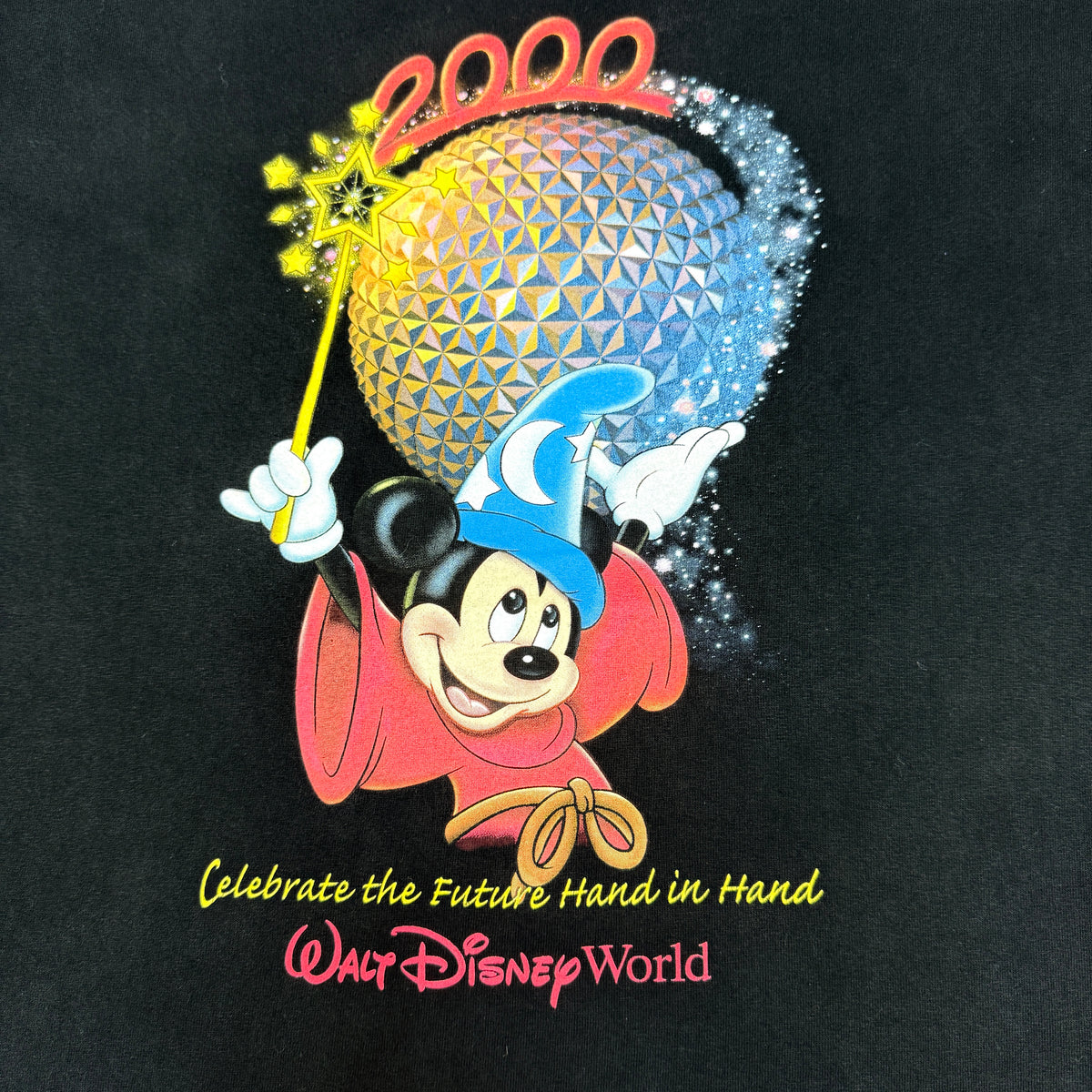 00's Walt Disney World 2000 ソーサラーミッキー Tシャツ プリント寄り(2000表記)