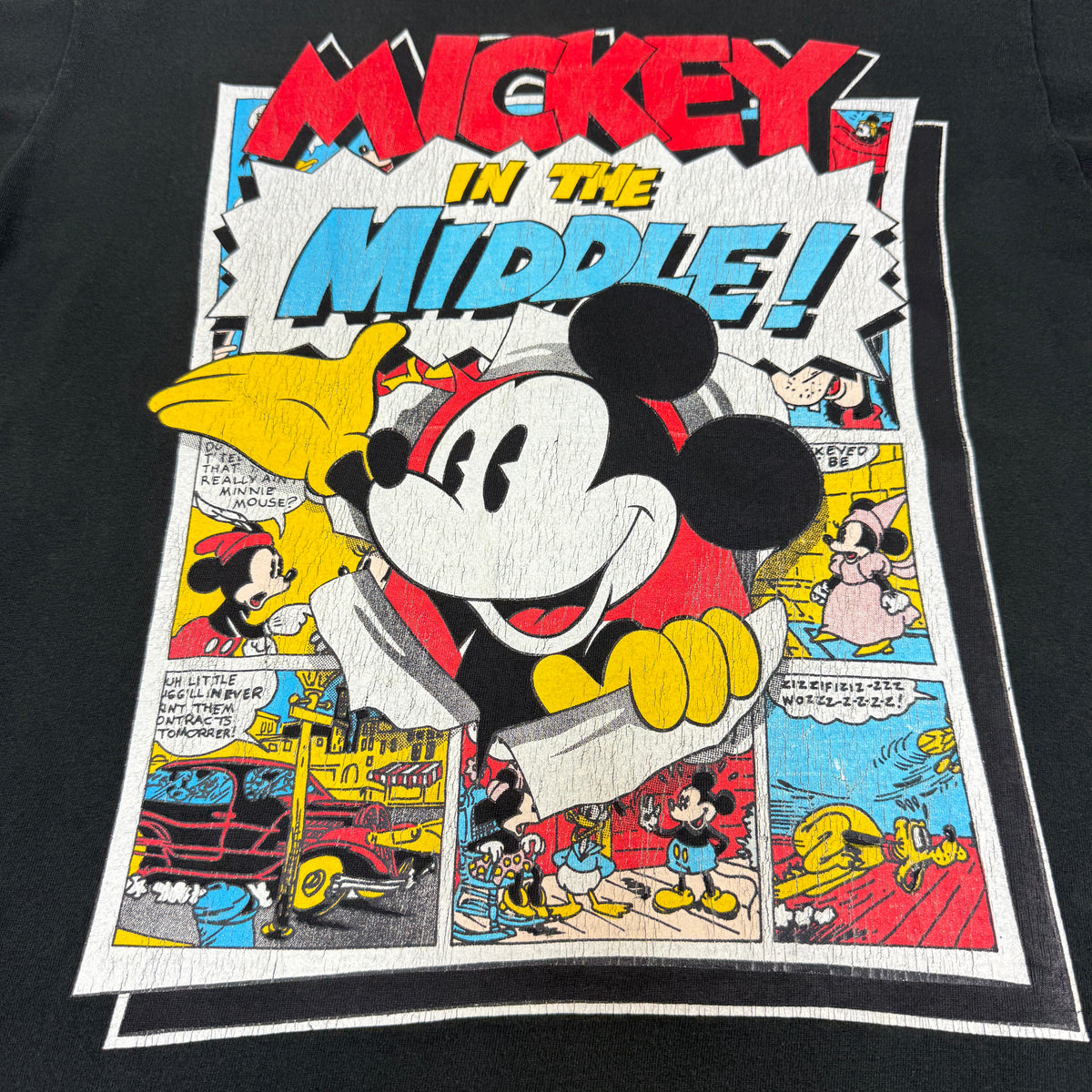 90's Mickey & Co. ミッキーマウス コミック柄 Tシャツ プリント寄り