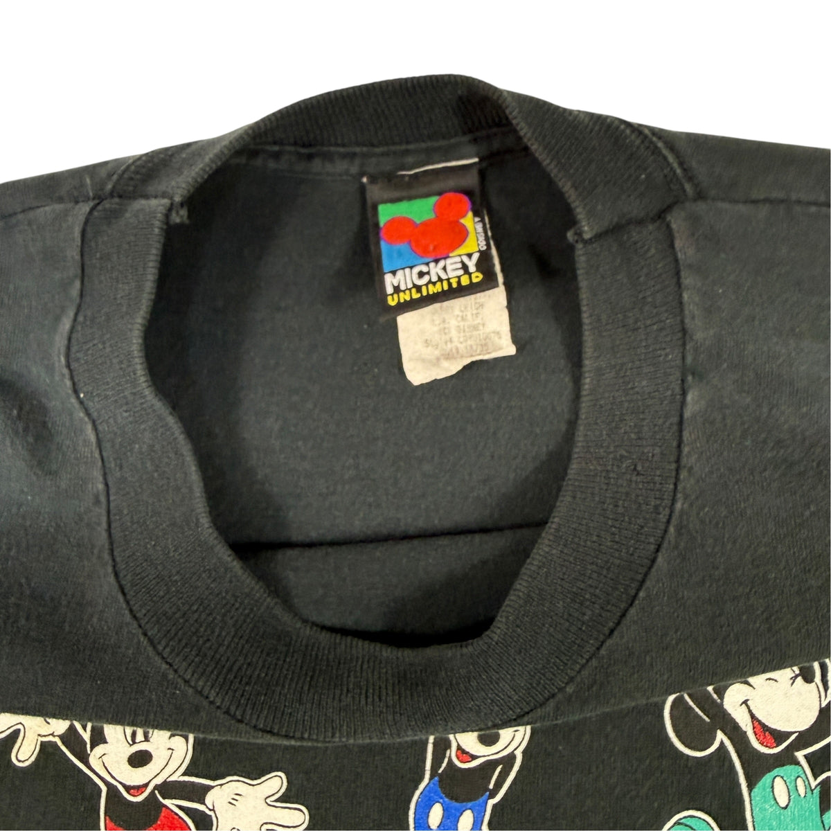 90's MICKEY UNLIMITED ミッキーマウス 総柄 Tシャツ MICKEY UNLIMITEDタグ