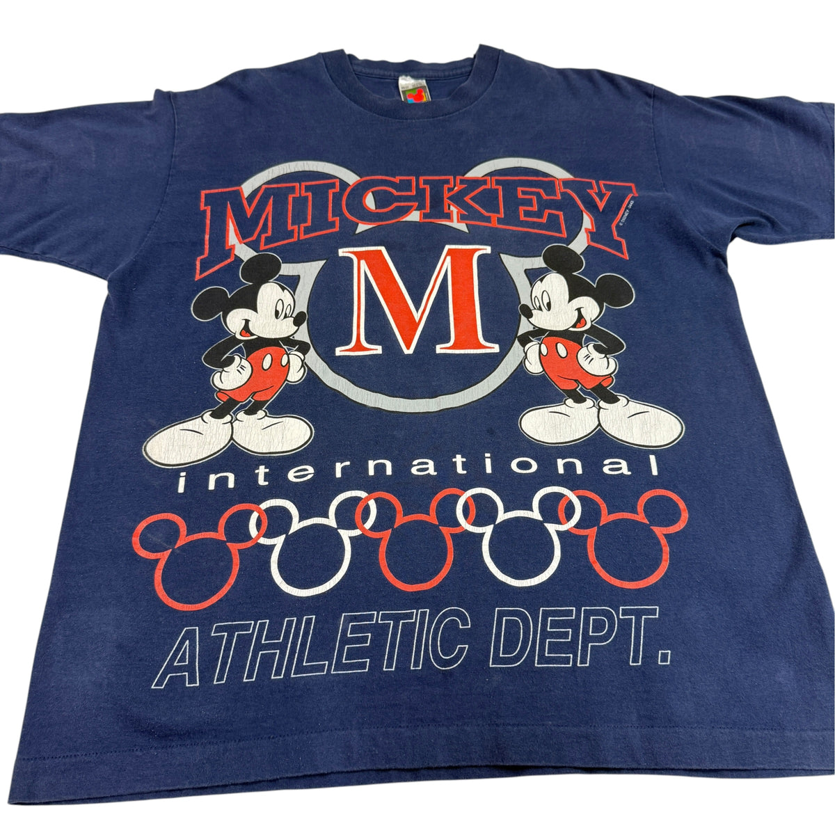 90's MICKEY UNLIMITED ATHLETIC DEPT. ミッキーマウス Tシャツ フロントプリント