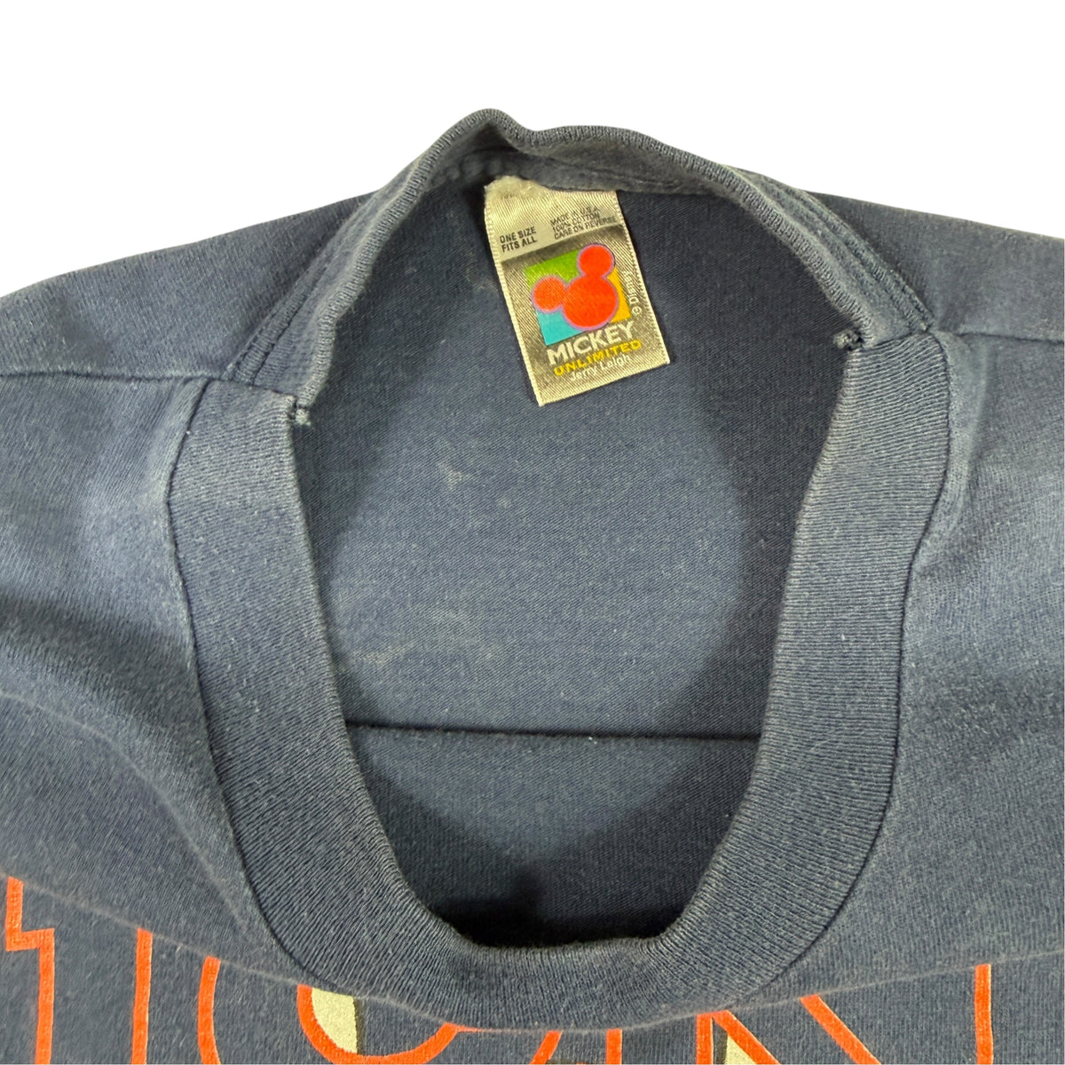 90's MICKEY UNLIMITED ATHLETIC DEPT. ミッキーマウス Tシャツ MICKEY UNLIMITEDタグ(ONE SIZE FITS ALL / MADE IN U.S.A.)
