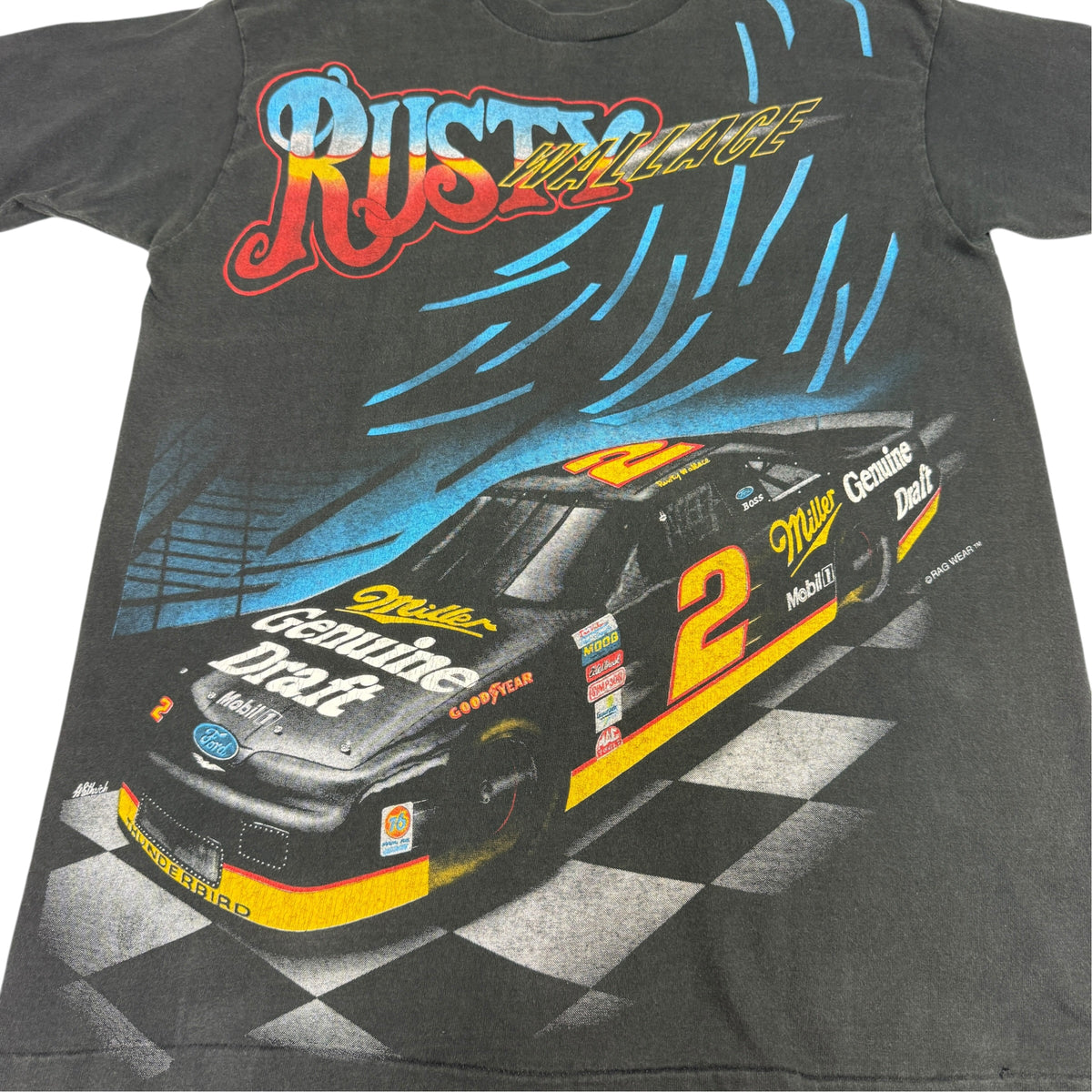 同Tシャツ 正面プリント全体 RUSTY WALLACEロゴと#2マシン
