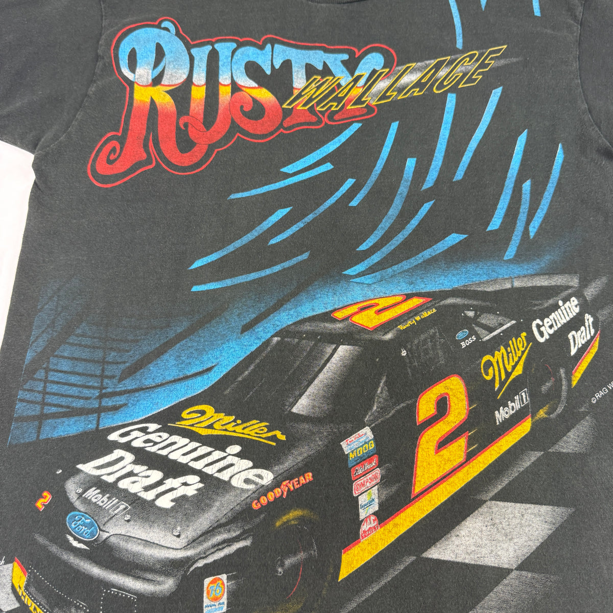 同Tシャツ 正面プリント寄り RUSTY WALLACEロゴ
