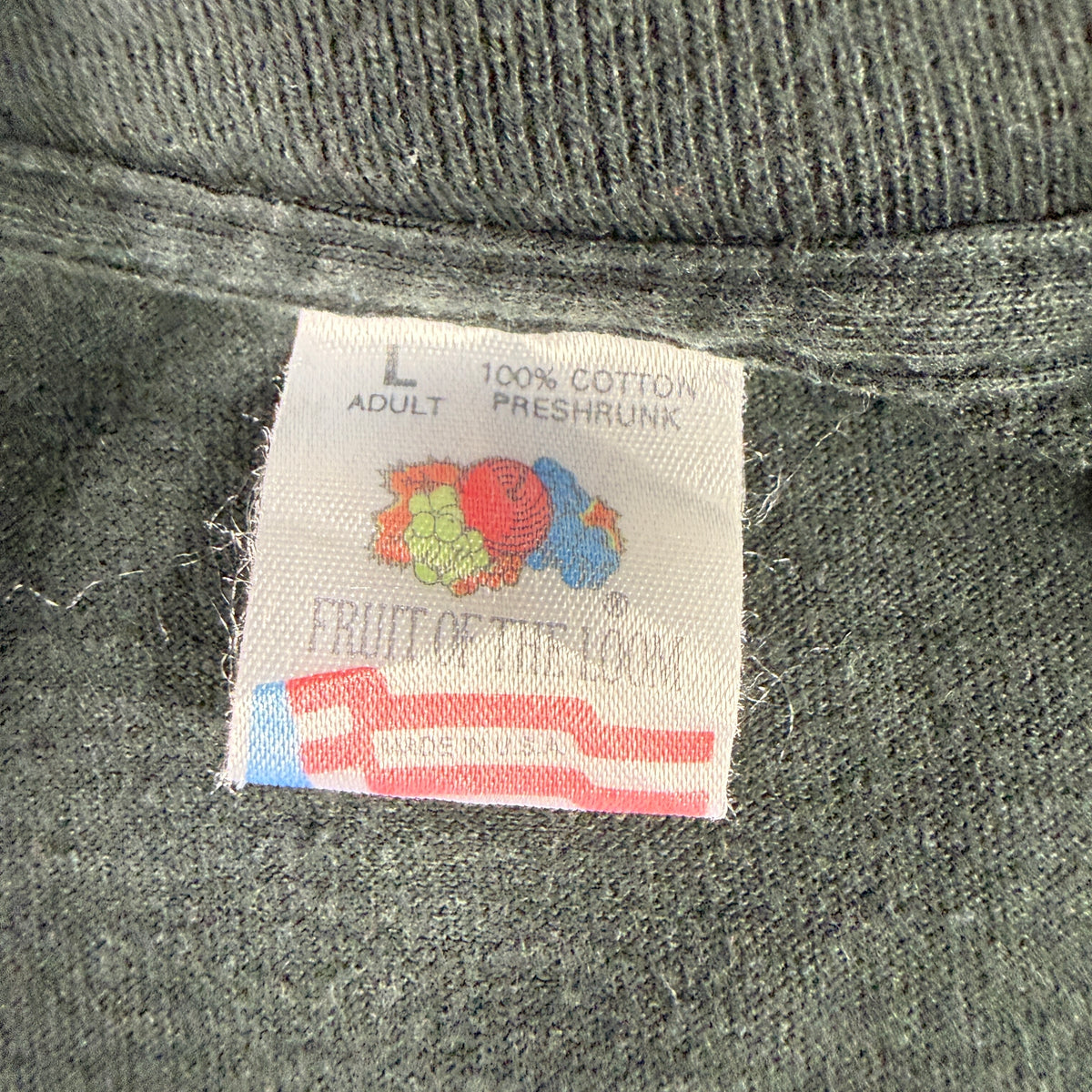 同Tシャツ ブランドタグ寄り Fruit of the Loom L ADULT 100% COTTON PRESHRUNK