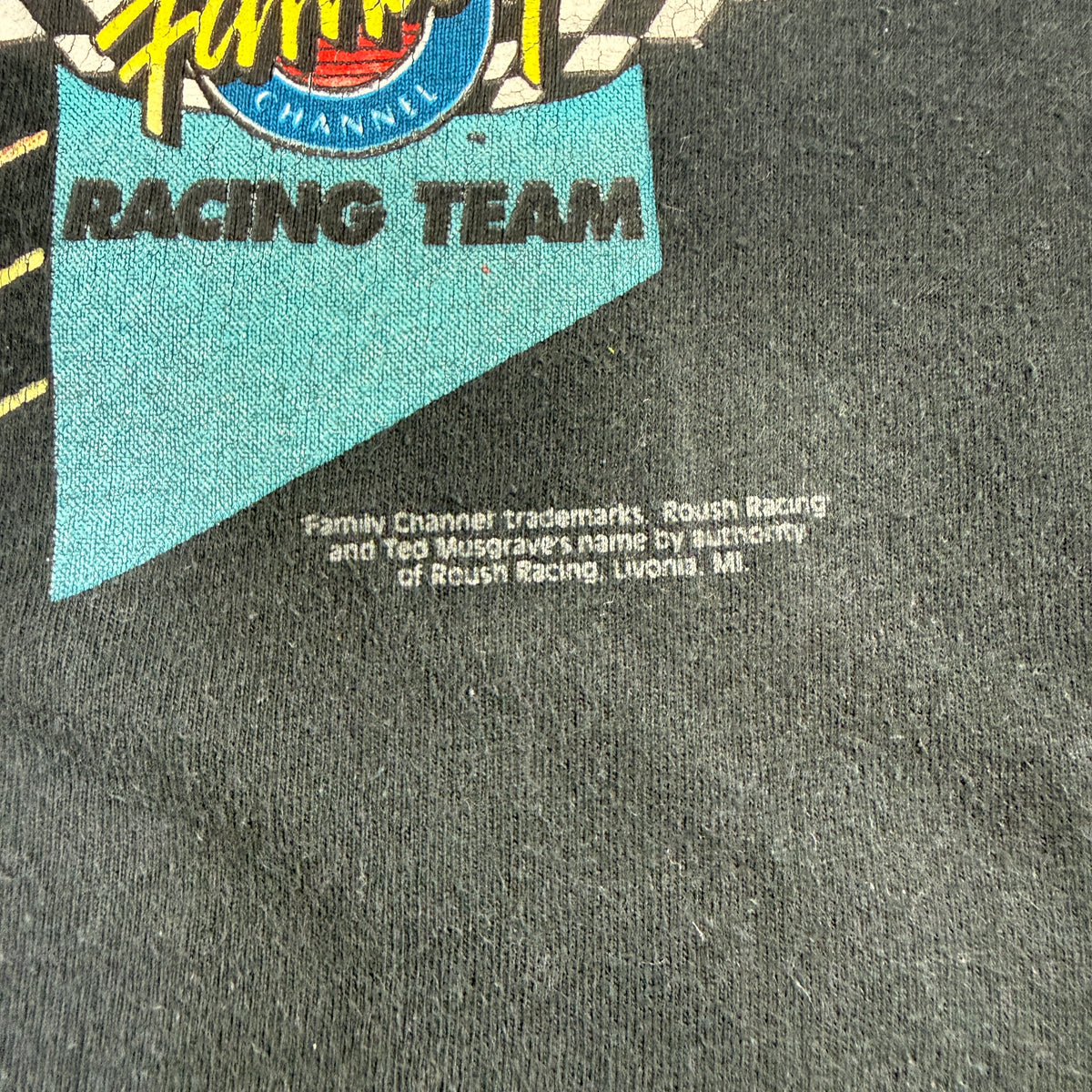 90's NASCAR Ted Musgrave Tシャツ XL 背面Family Channel Racing Teamプリント