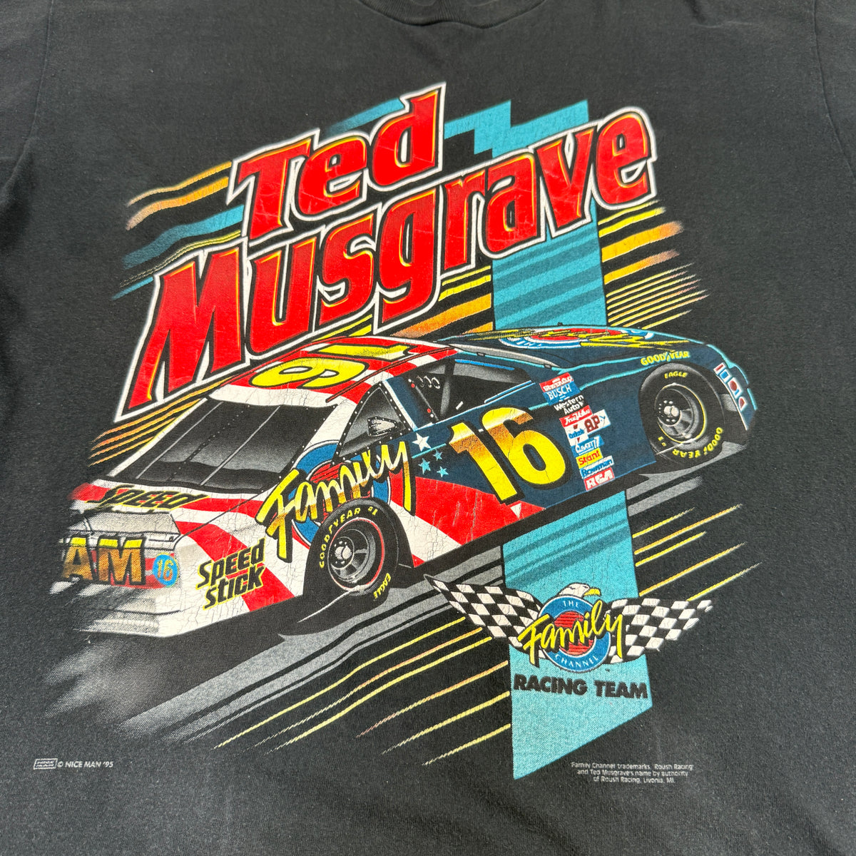 90's NASCAR Ted Musgrave Tシャツ XL プリント全体