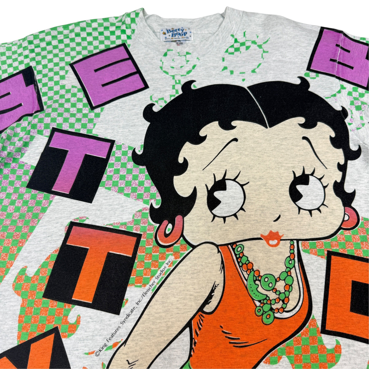 90's Betty Boop 総柄Tシャツ L 正面プリント引き