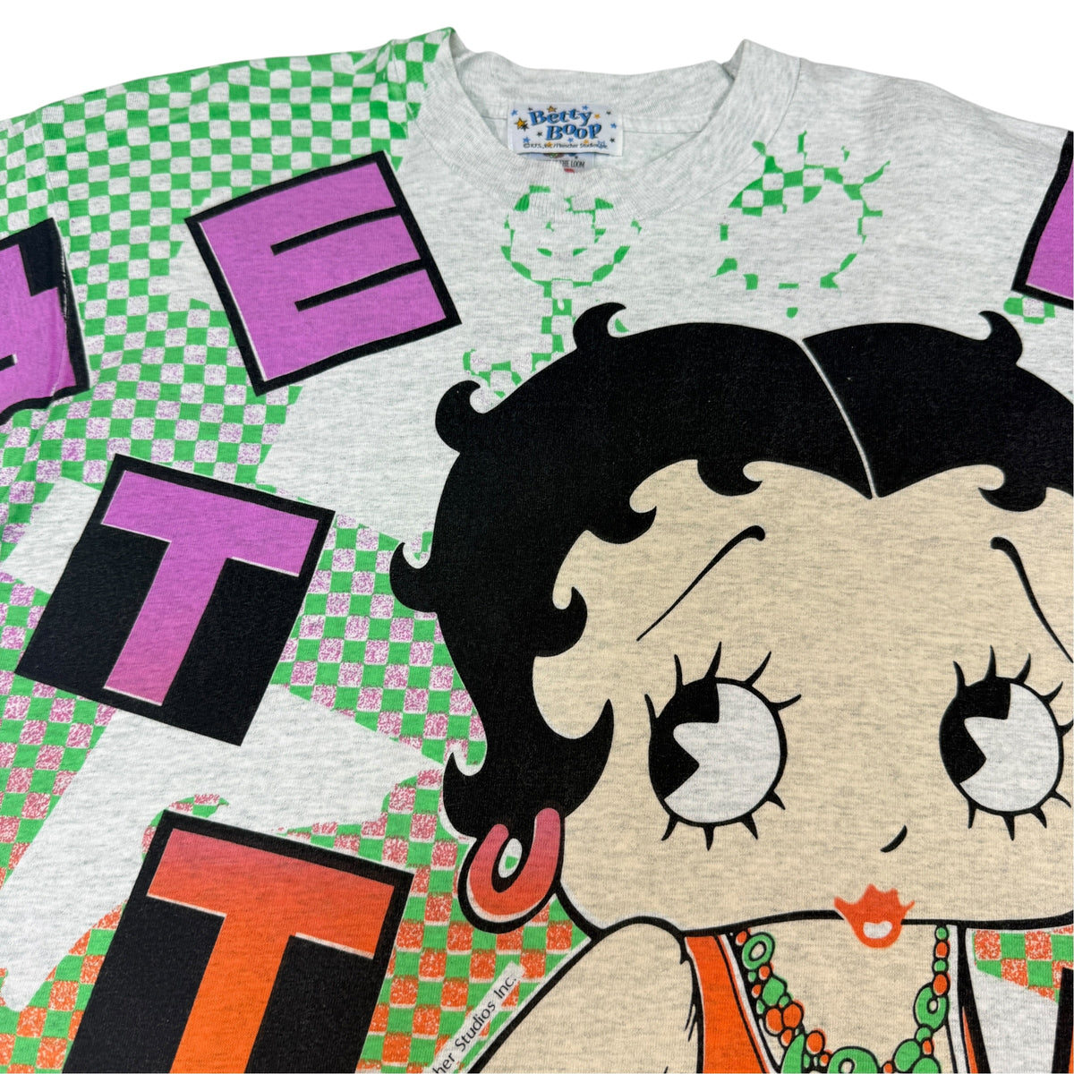 90's Betty Boop 総柄Tシャツ L 首元引き