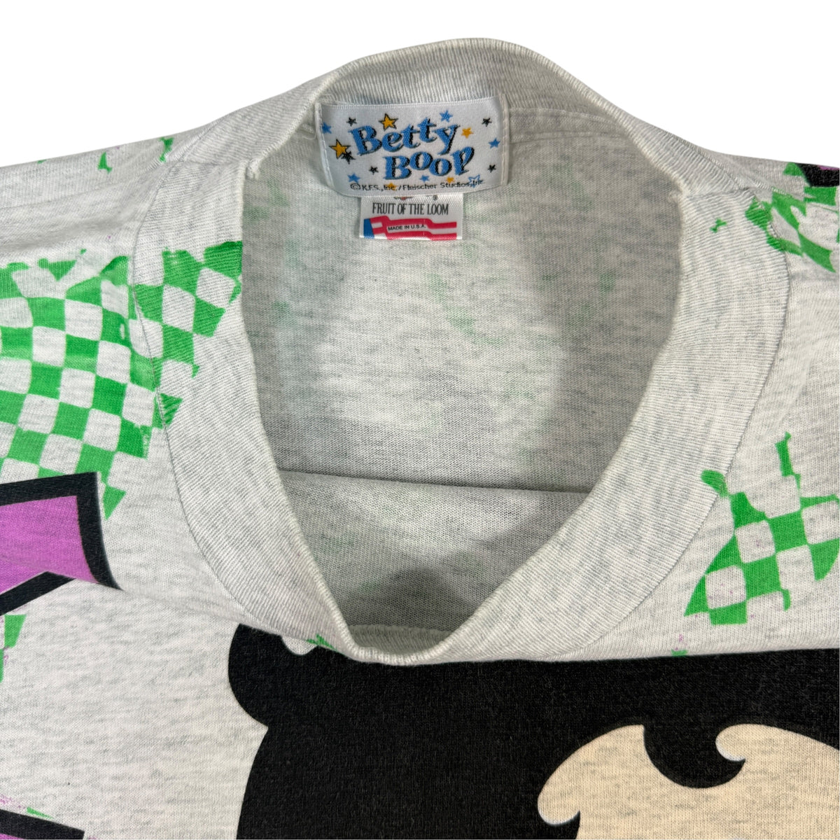 90's Betty Boop 総柄Tシャツ L 首元タグ引き FRUIT OF THE LOOM