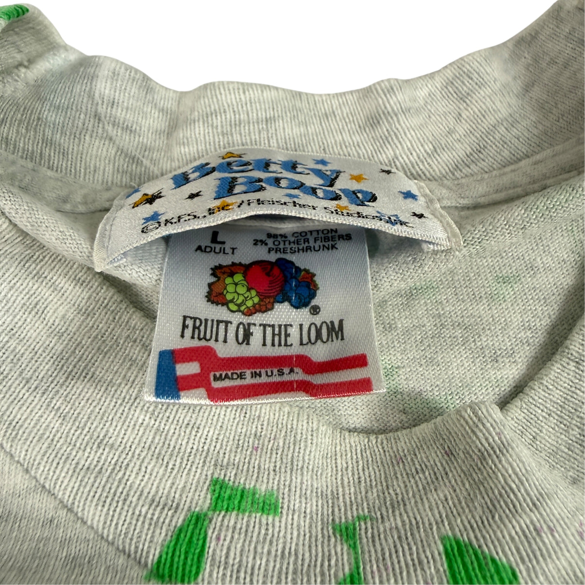 90's Betty Boop 総柄Tシャツ サイズタグ L ADULT / 素材表記