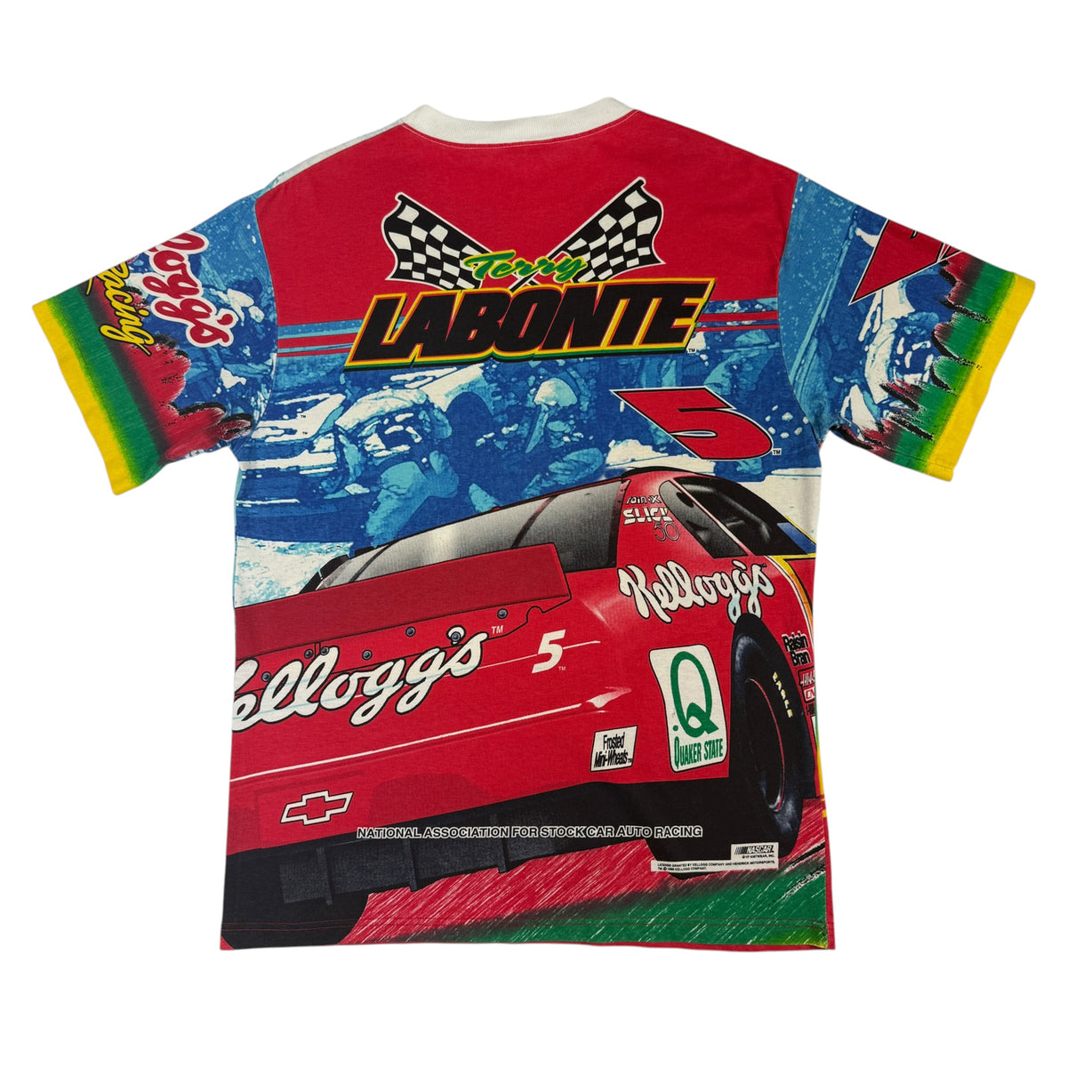 90's NASCAR Terry Labonte #5 Kellogg's Racing 総柄Tシャツ 背面全体