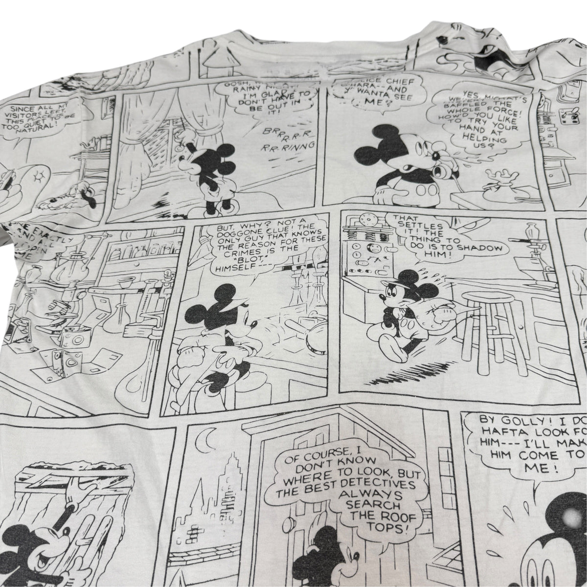 Vintage Disney ミッキーマウス コミック総柄Tシャツ 背面上部寄り