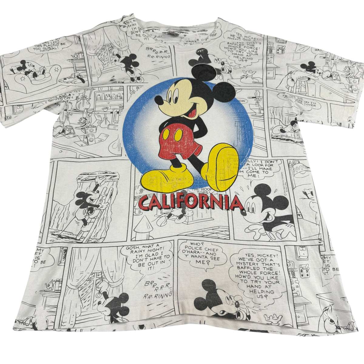 Vintage Disney ミッキーマウス コミック総柄Tシャツ 正面全体（別カット）