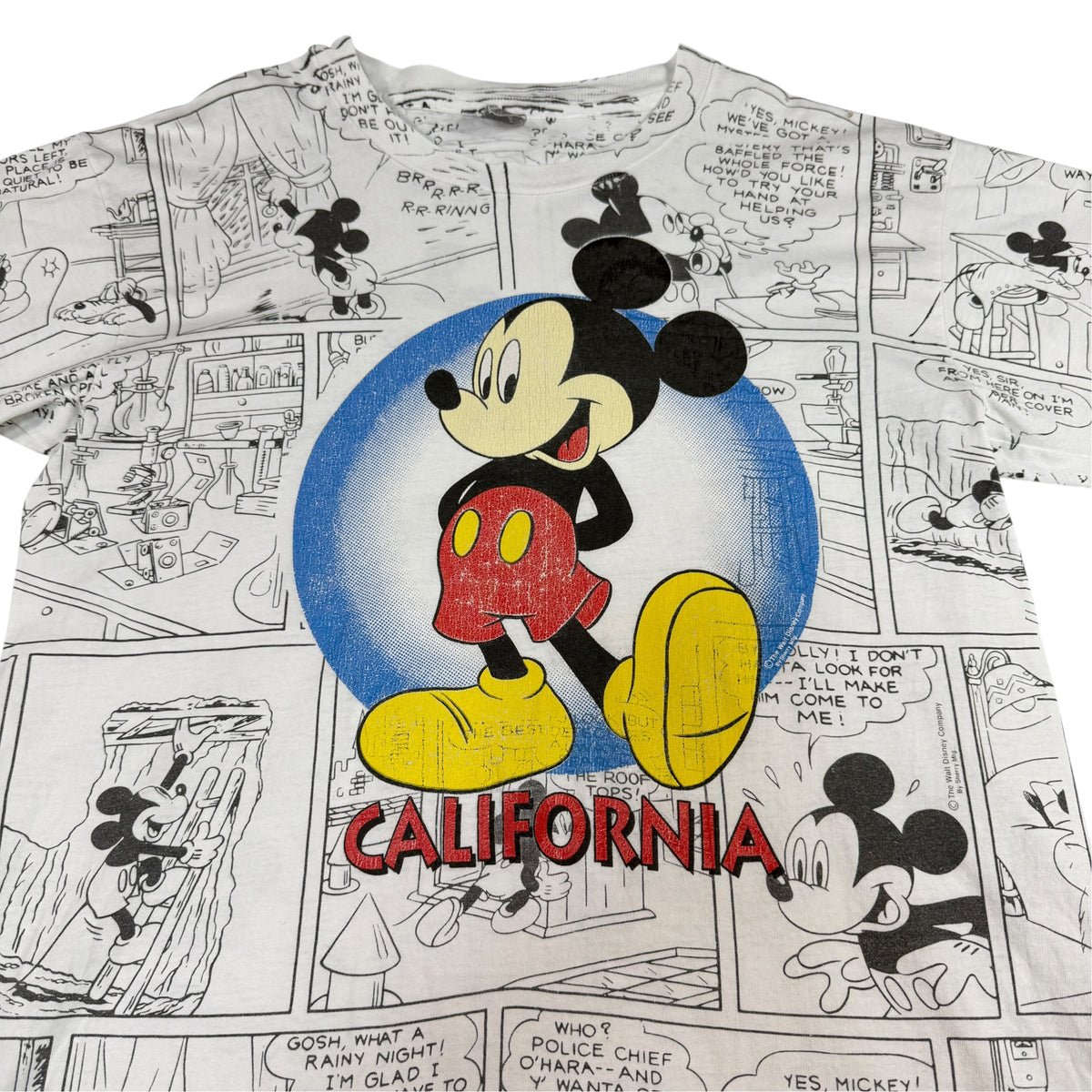 Vintage Disney ミッキーマウス コミック総柄Tシャツ 正面プリント引き