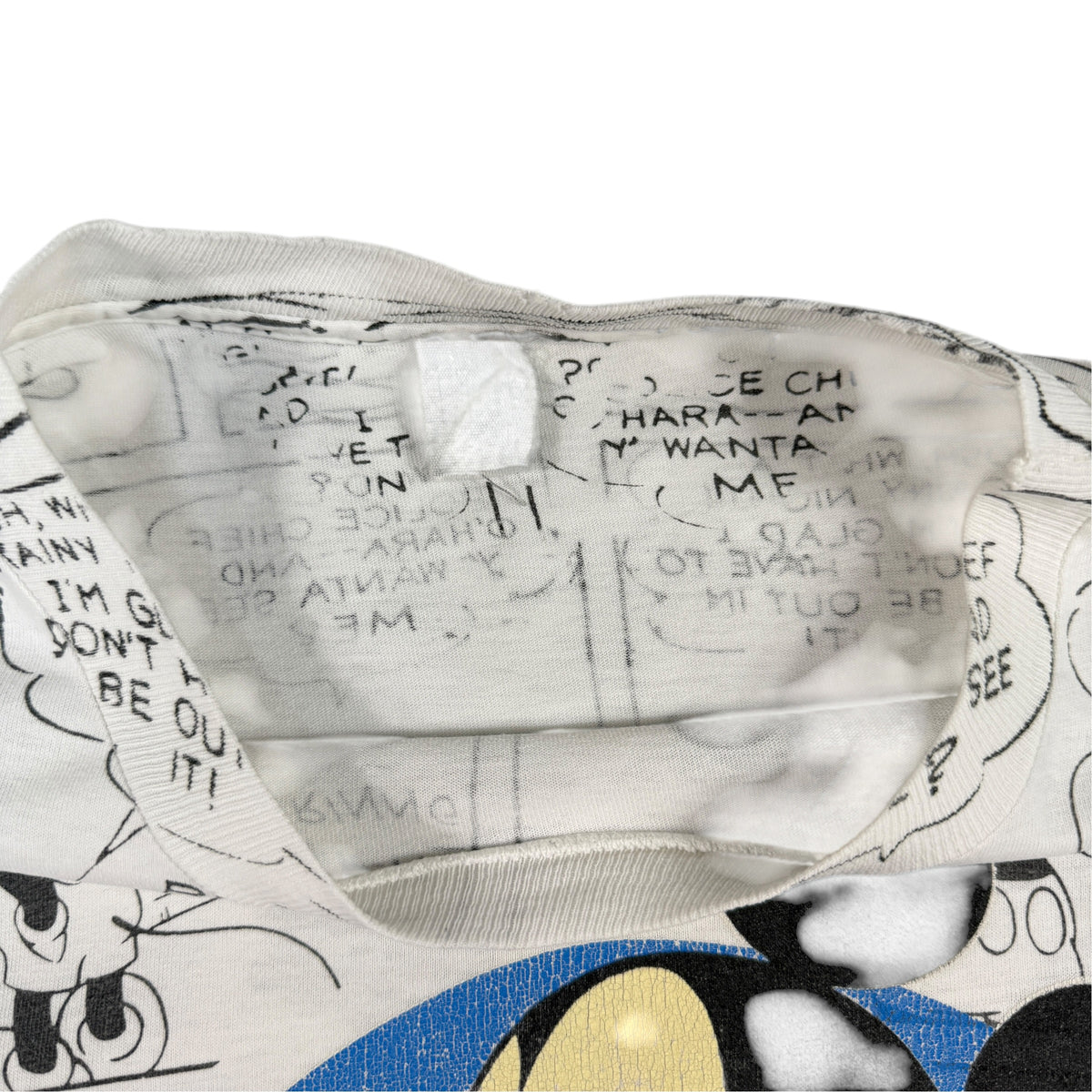 Vintage Disney ミッキーマウス コミック総柄Tシャツ 首元内側引き