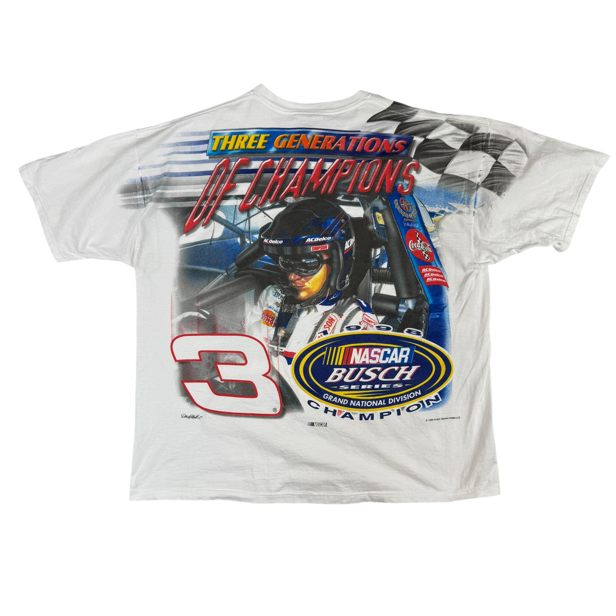 90's NASCAR Dale Earnhardt Jr. #3 総柄Tシャツ 背面全体 THREE GENERATIONS OF CHAMPIONS