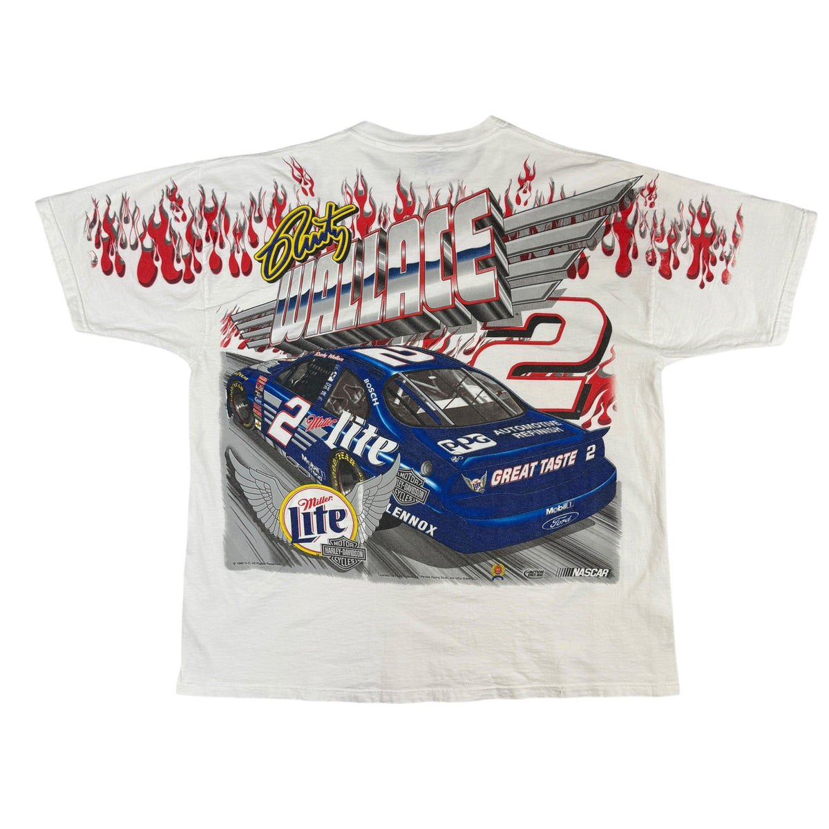 90's NASCAR Rusty Wallace #2 総柄Tシャツ 背面全体 WALLACEロゴ