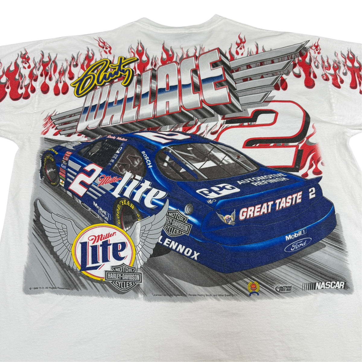 90's NASCAR Rusty Wallace #2 総柄Tシャツ 背面プリント引き