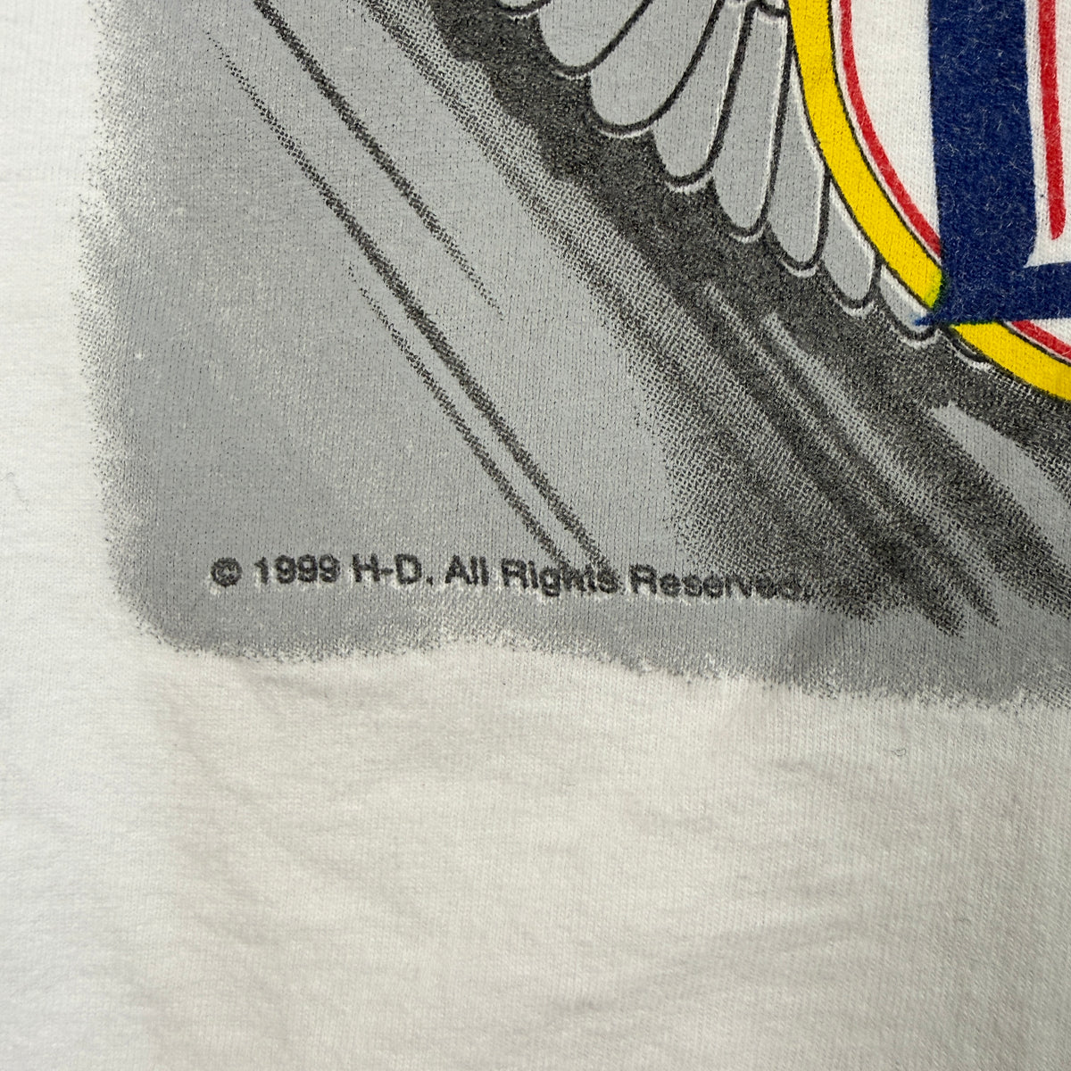 90's NASCAR Rusty Wallace #2 総柄Tシャツ ©1999 H-D コピーライト表記寄り