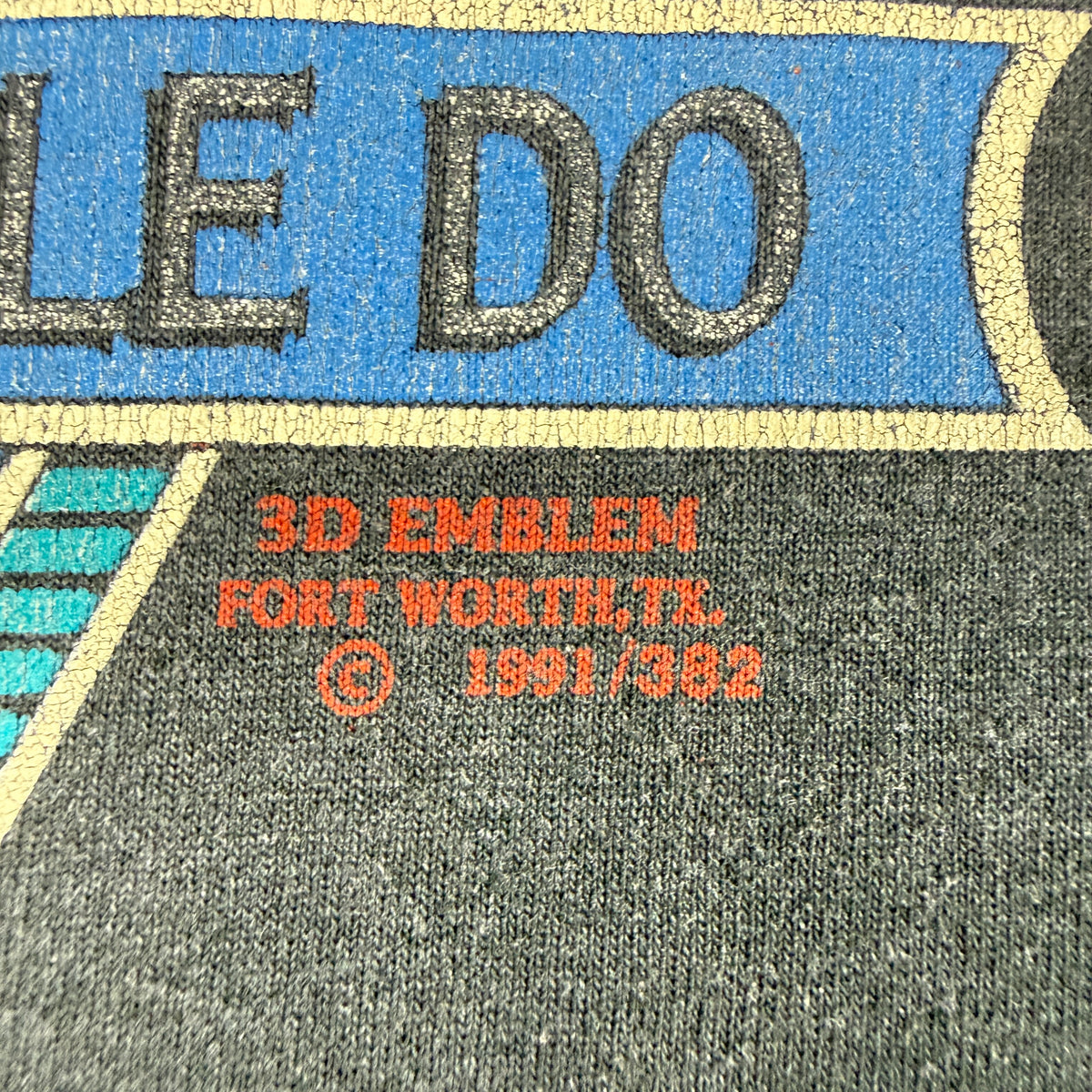 プリント拡大 3D EMBLEM FORT WORTH TX © 1991/382 表記 ひび割れの状態