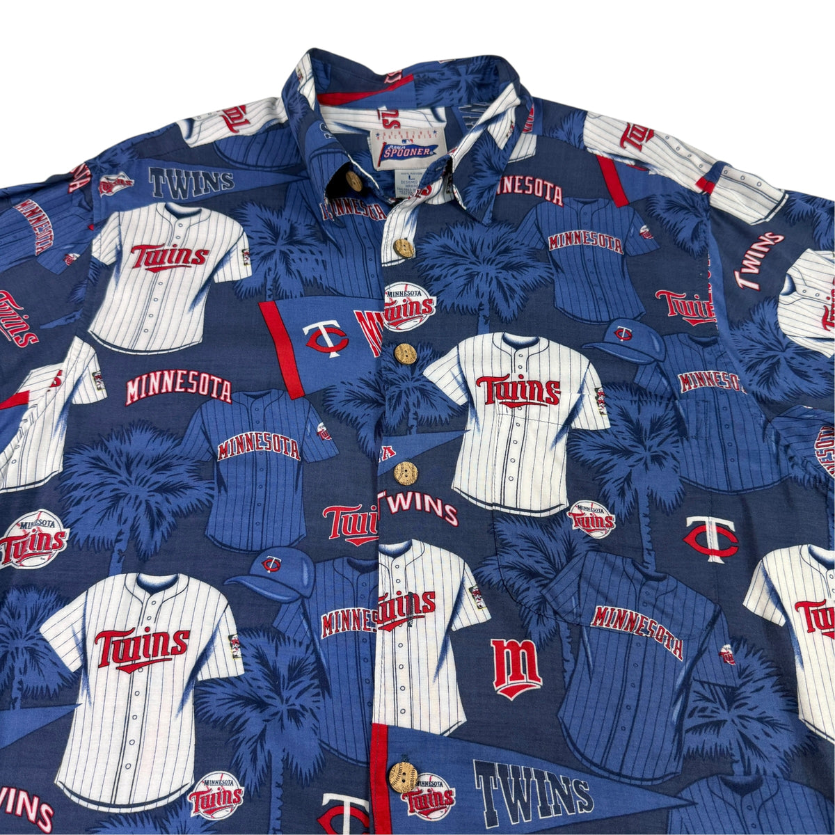 Reyn Spooner × MLB ミネソタ・ツインズ アロハシャツ L 柄アップ