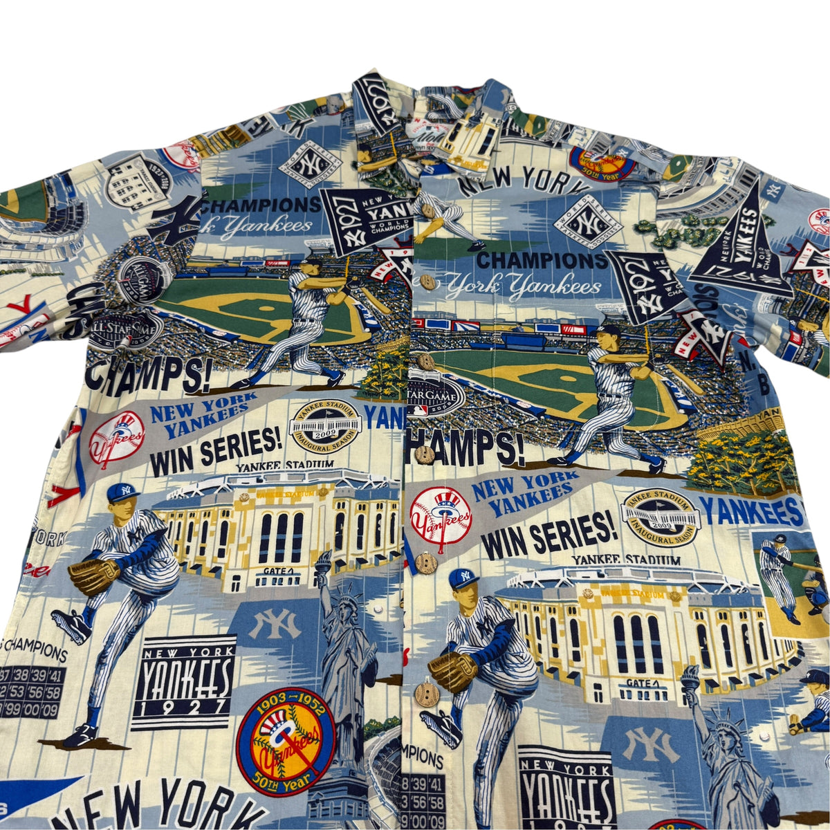 Reyn Spooner × MLB ニューヨーク・ヤンキース アロハシャツ M 柄アップ