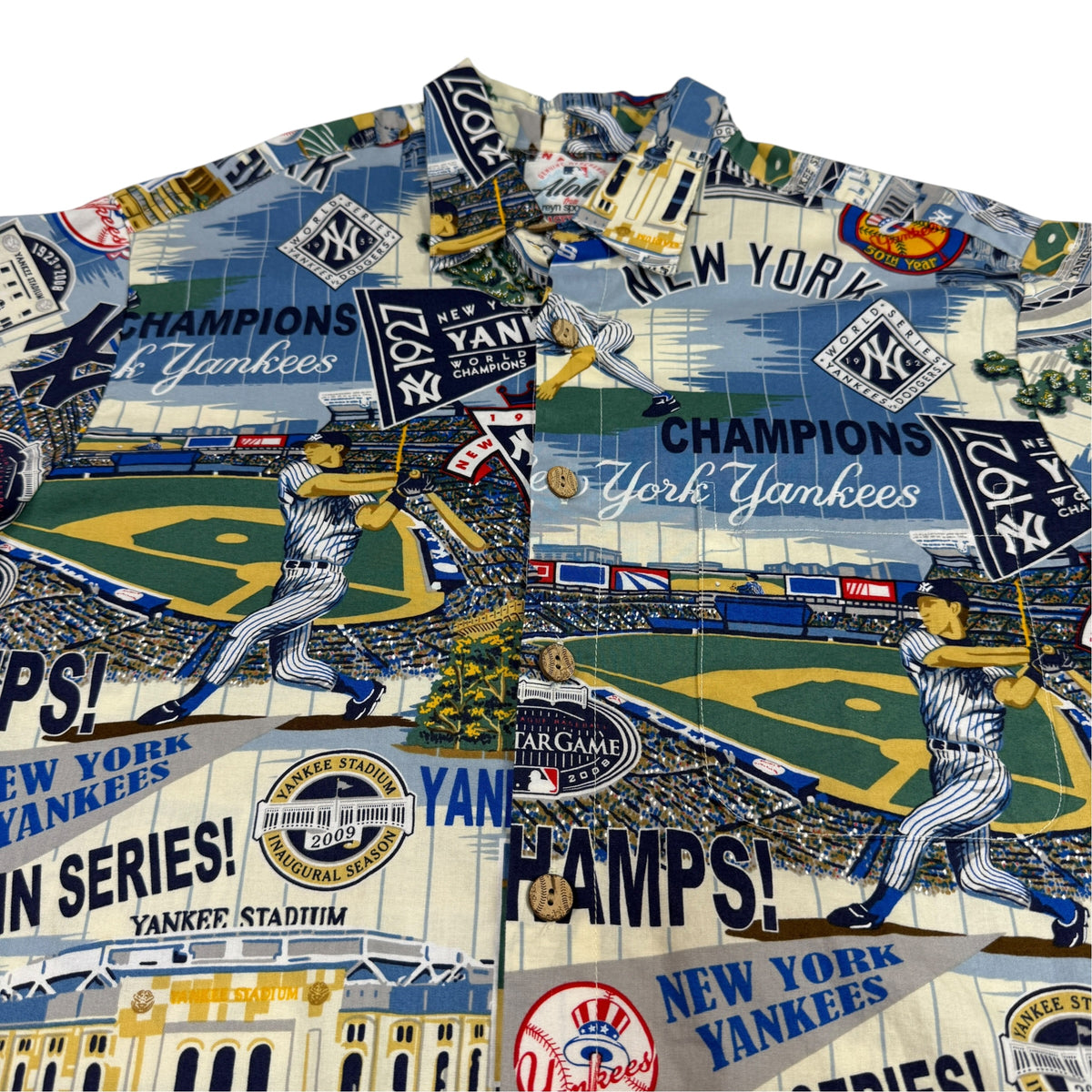 Reyn Spooner × MLB ニューヨーク・ヤンキース アロハシャツ M 柄アップ
