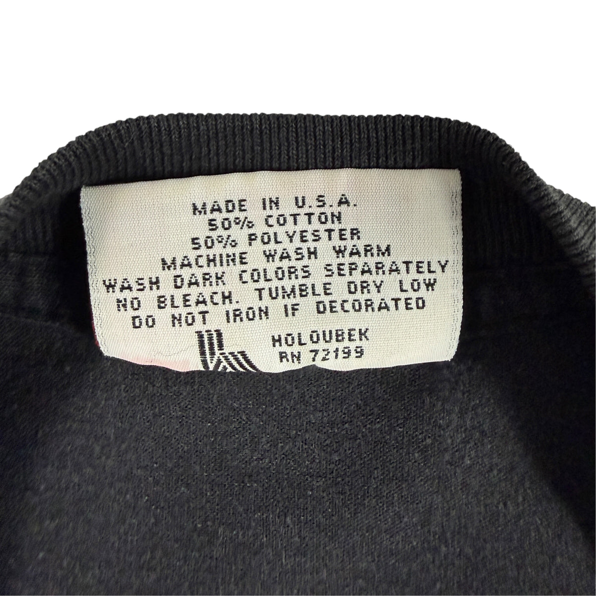 90's Harley-Davidson LEGENDS LIVE WHERE LEGENDS ROAM STURGIS 1991 ブラック Tシャツ L 首元内側の洗濯タグ寄り MADE IN U.S.A. 50% COTTON 50% POLYESTER MACHINE WASH WARM HOLOUBEK RN 72199