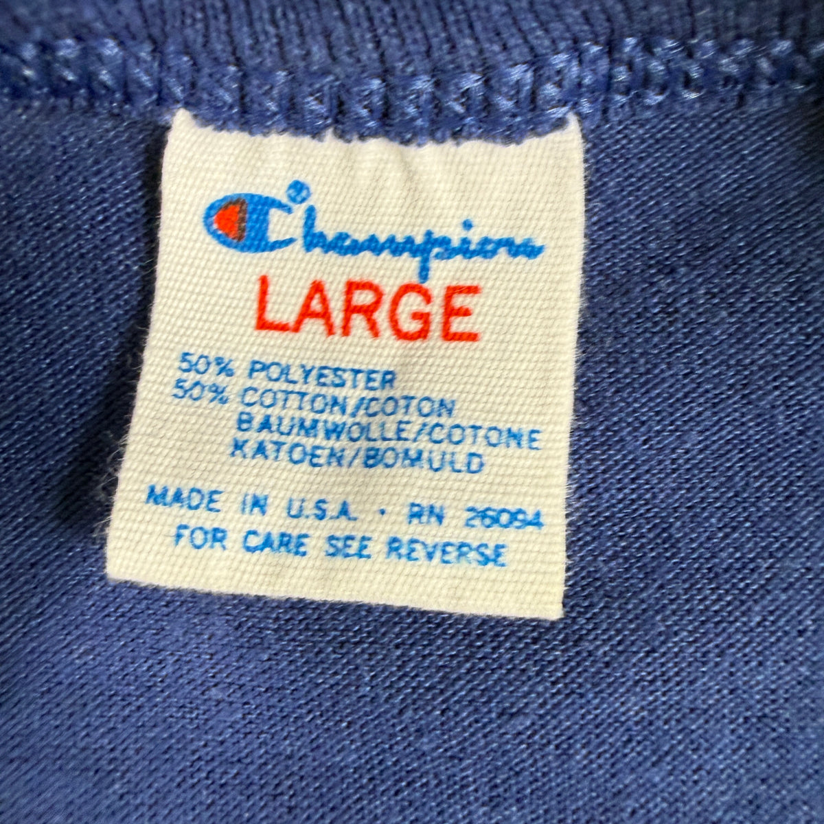 Championタグ 寄り LARGE 50%ポリエステル50%コットン MADE IN U.S.A. RN 26094