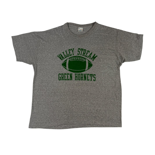 80's Champion VALLEY STREAM GREEN HORNETS 染み込みプリント ヴィンテージTシャツ XL 正面全体