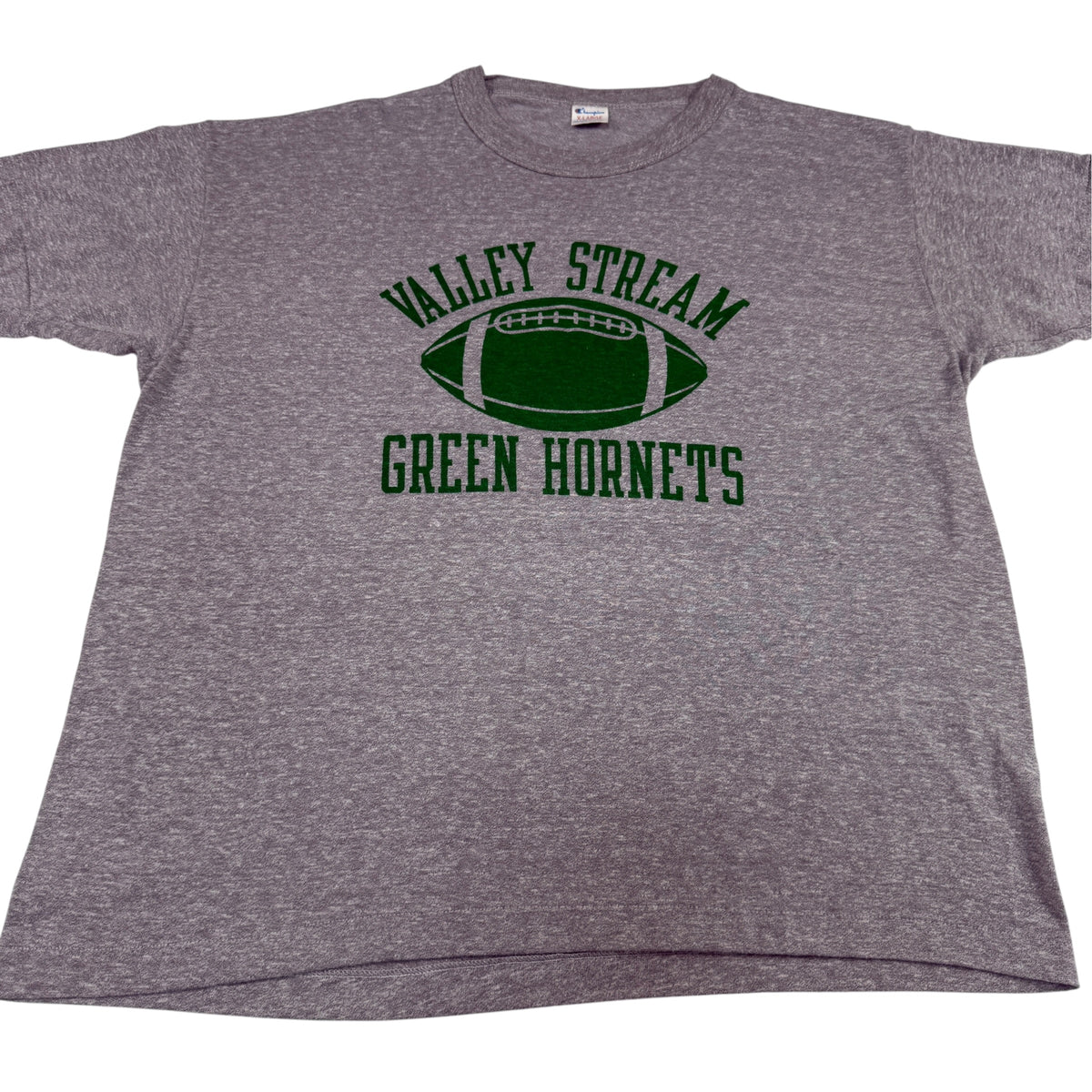 80's Champion VALLEY STREAM GREEN HORNETS Tシャツ 正面（斜めから）