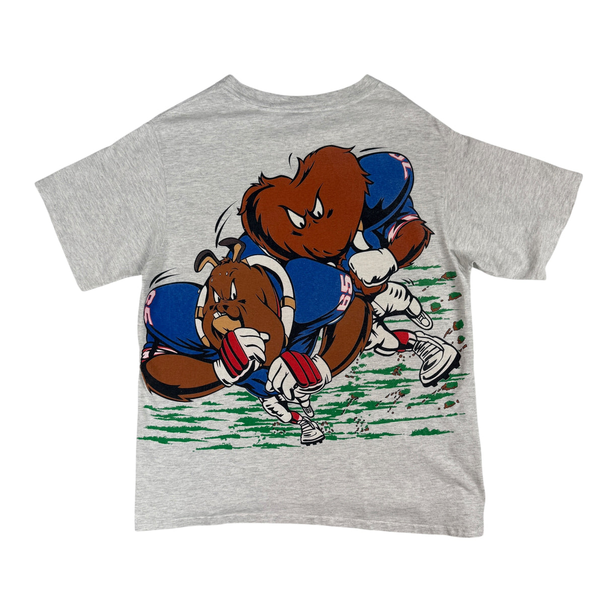 タズ×Buffalo Bills Tシャツ 背面全体 ブルドッグのビッグプリント