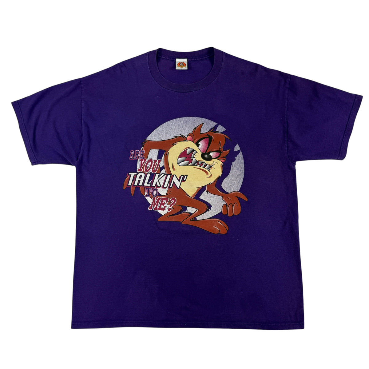 90's Looney Tunes タズ ARE YOU TALKIN' TO ME? パープル ヴィンテージTシャツ 正面全体
