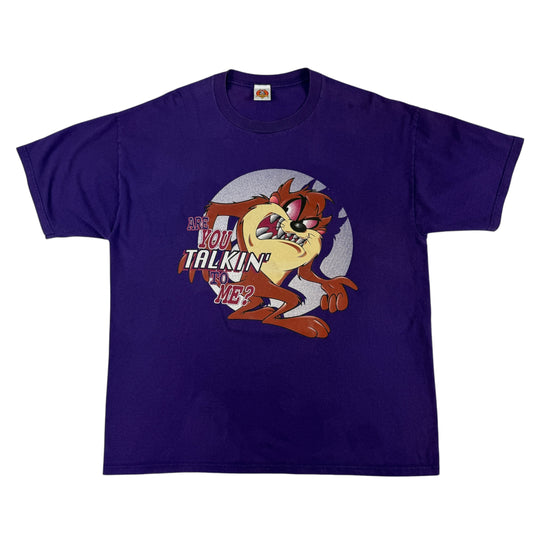 90's Looney Tunes タズ ARE YOU TALKIN' TO ME? パープル ヴィンテージTシャツ 正面全体