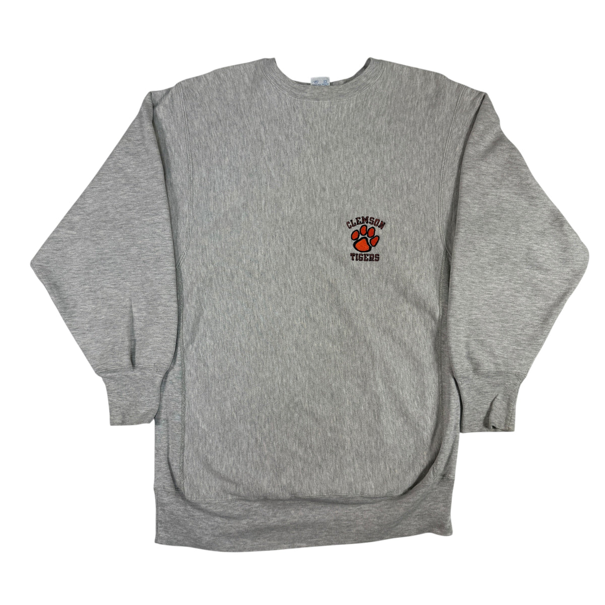 90's Champion リバースウィーブ CLEMSON TIGERS刺繍 スウェット グレー 正面全体