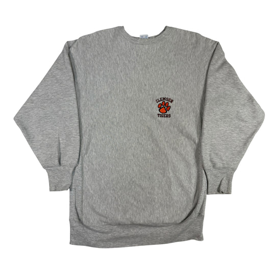 90's Champion リバースウィーブ CLEMSON TIGERS刺繍 スウェット グレー 正面全体