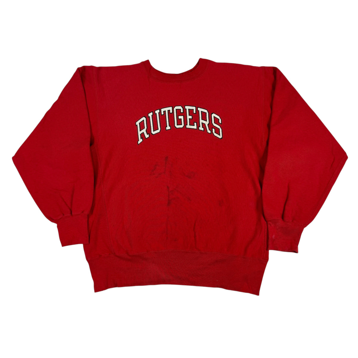 Champion リバースウィーブ RUTGERS レッド スウェット 正面全体