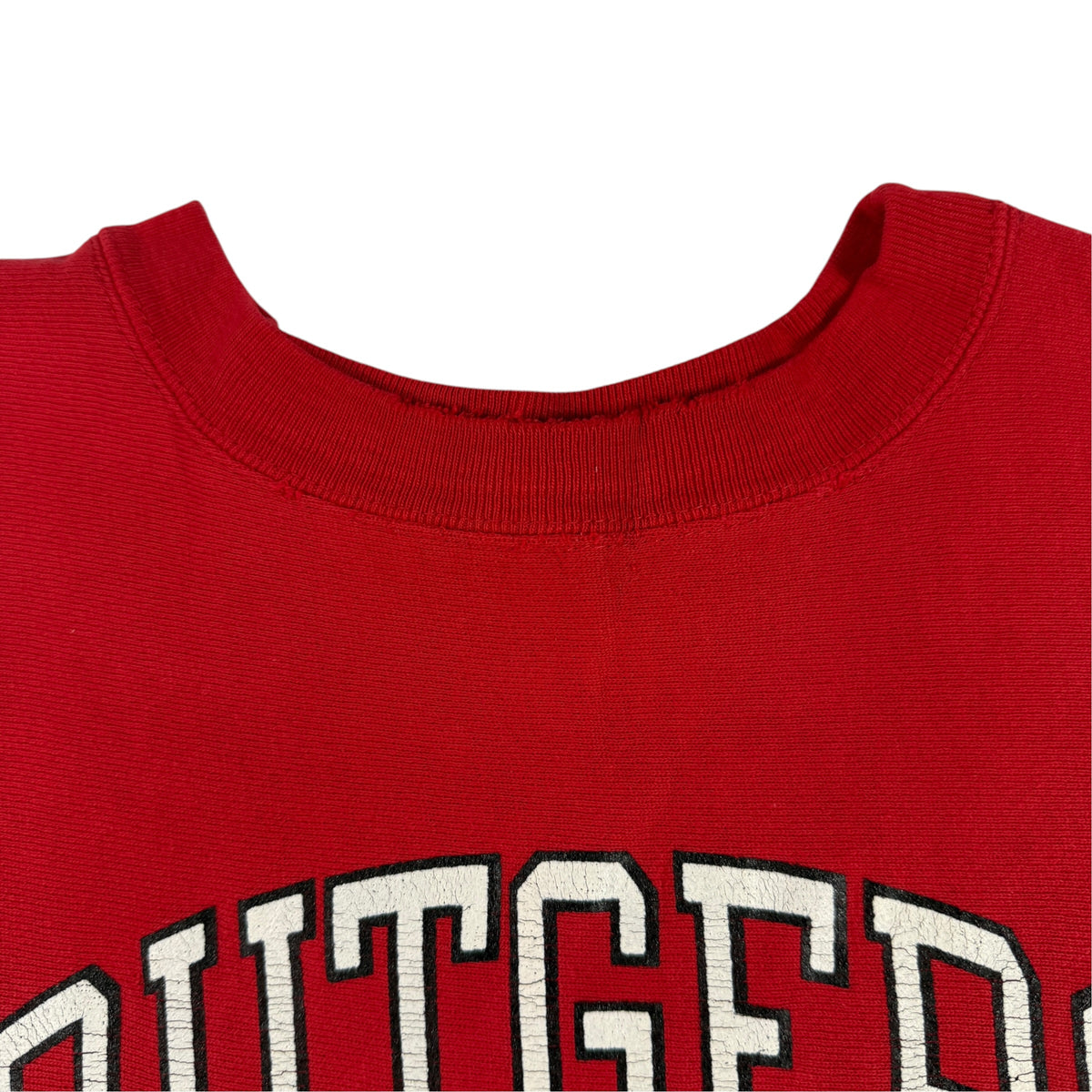 Champion リバースウィーブ RUTGERS 首リブとプリント（引き）