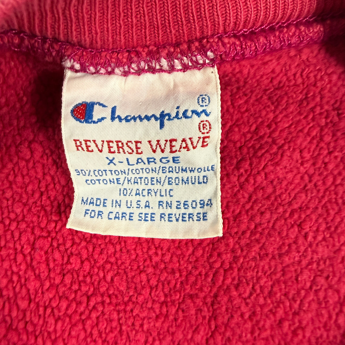 Champion REVERSE WEAVE 刺繍タグ X-LARGE コットン90% アクリル10% MADE IN U.S.A. RN 26094