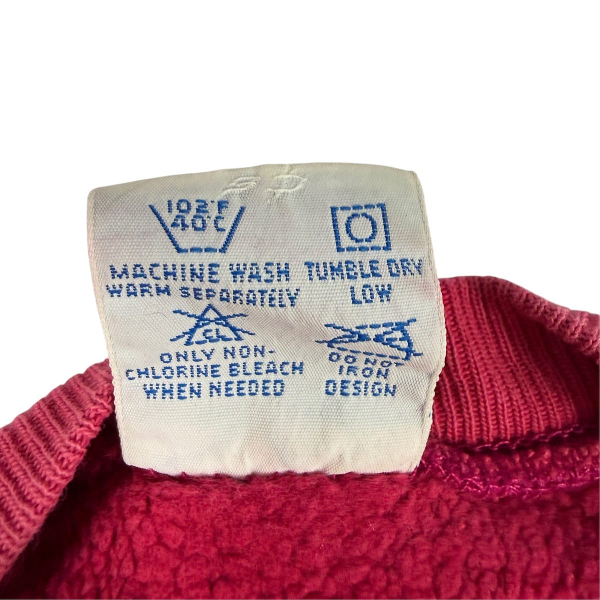 Champion リバースウィーブ ピンク 洗濯タグ MACHINE WASH WARM SEPARATELY