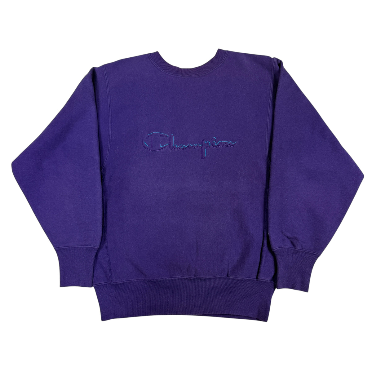 Champion リバースウィーブ パープル スウェット 正面全体