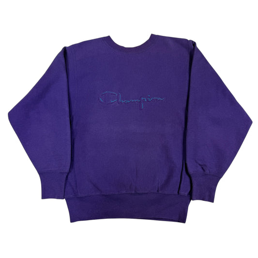 Champion リバースウィーブ パープル スウェット 正面全体