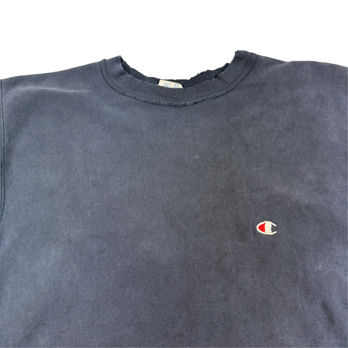 80's Champion リバースウィーブ 無地 ネイビー ボロ スウェット L 左胸 Cロゴ引き