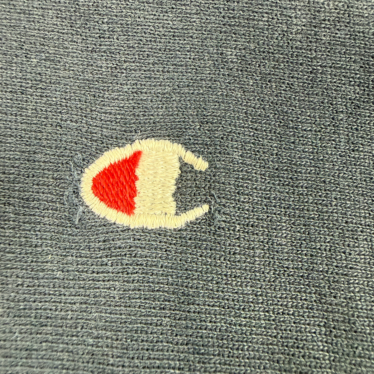 80's Champion リバースウィーブ 無地 ネイビー ボロ スウェット L 左胸 Cロゴ刺繍寄り