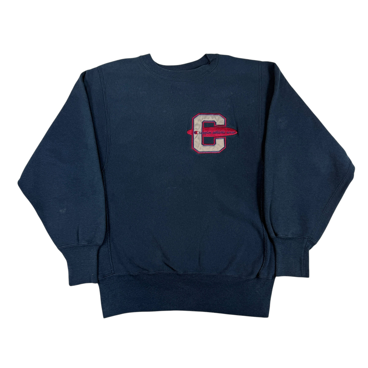 90's Champion リバースウィーブ Cエンブレム刺繍 ネイビー スウェット M 正面全体