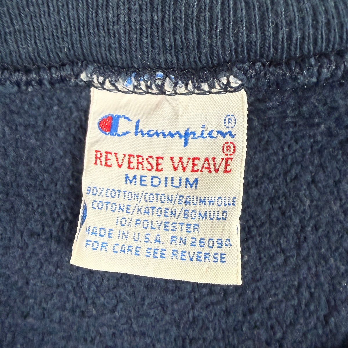 90's Champion リバースウィーブ 刺繍タグ MEDIUM MADE IN U.S.A. RN 26094 寄り