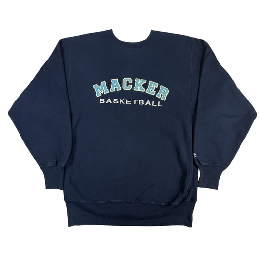 90's Champion リバースウィーブ MACKER BASKETBALL ネイビー スウェット XL 正面全体
