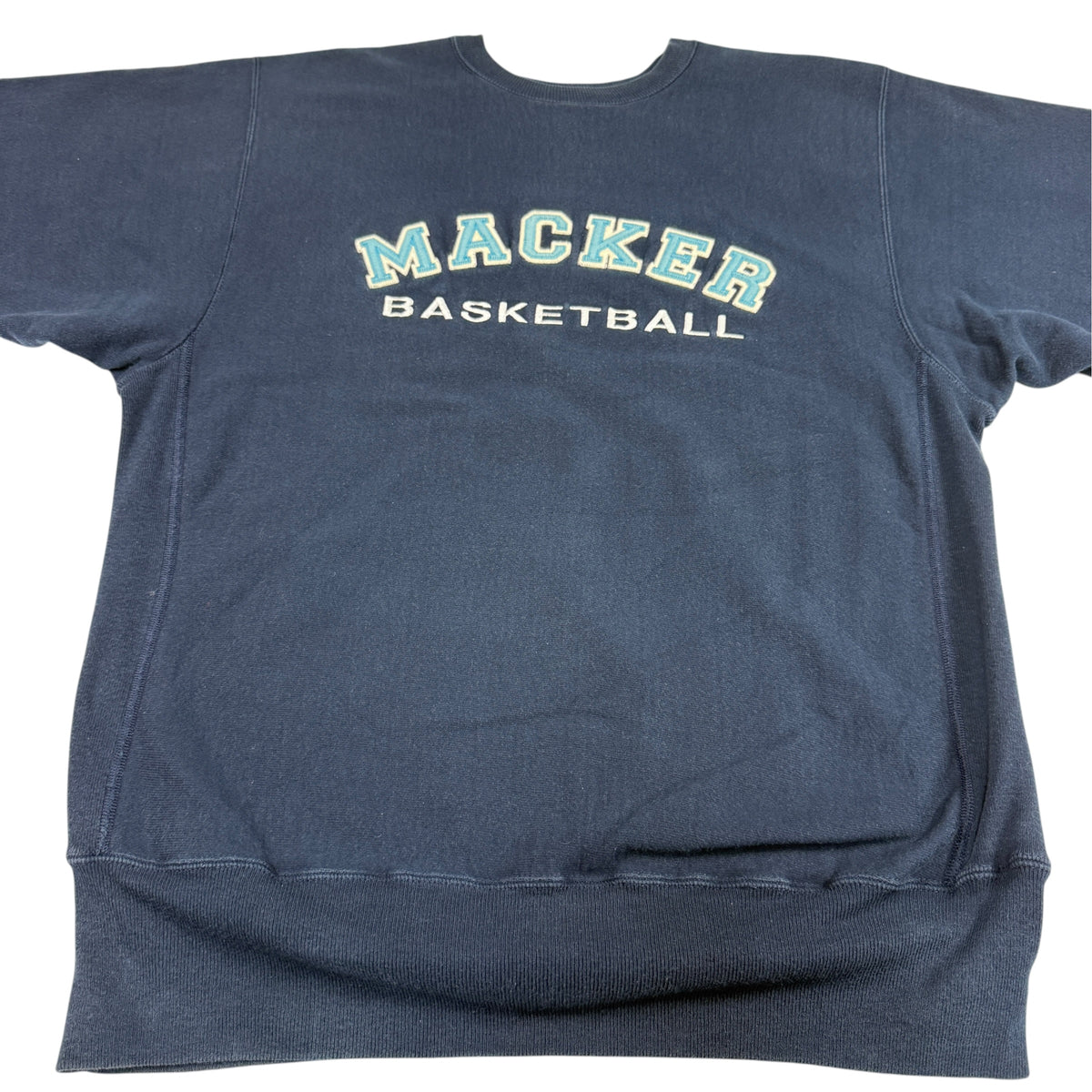 90's Champion リバースウィーブ MACKER BASKETBALL ネイビー スウェット XL 正面 上半身引き