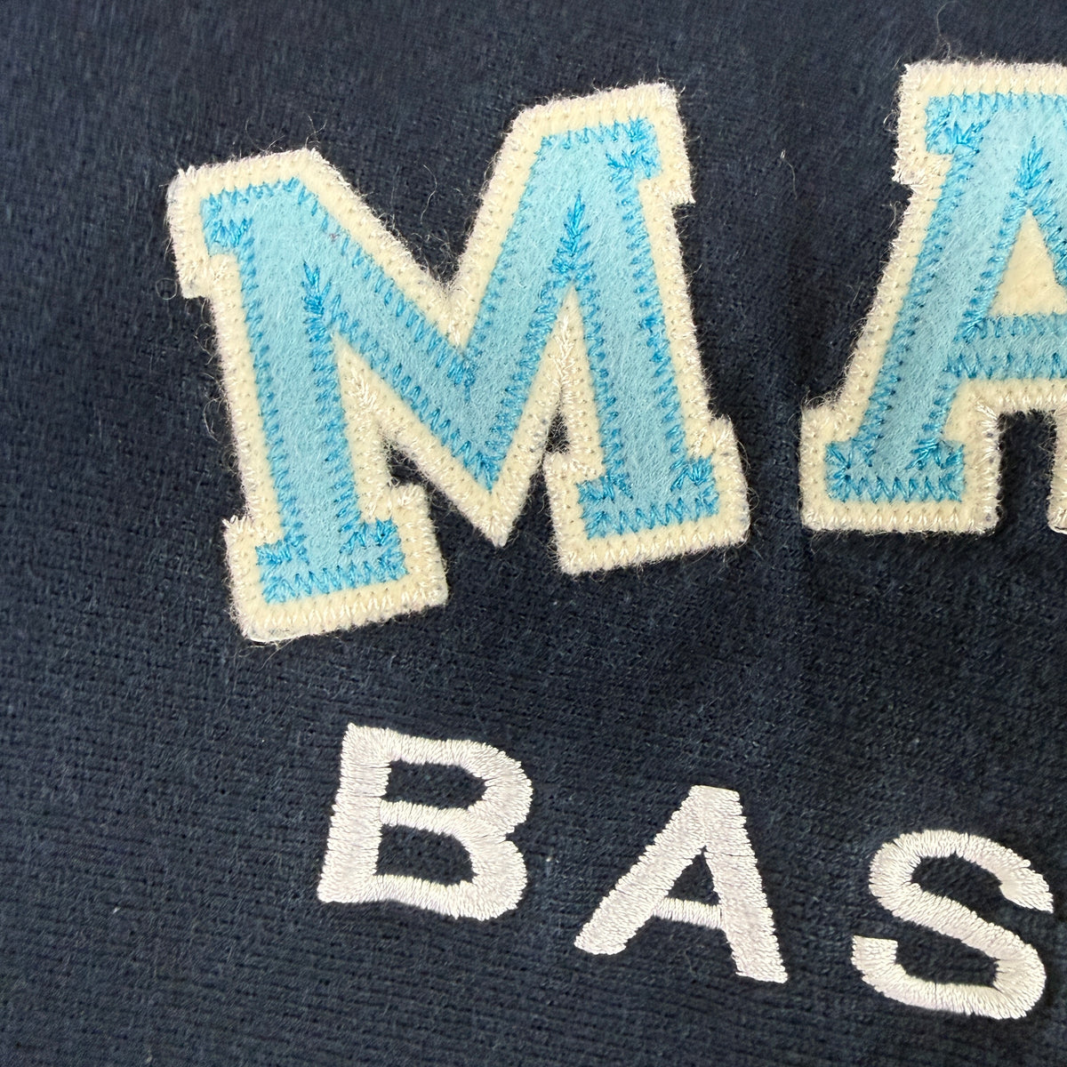 90's Champion リバースウィーブ ネイビー スウェット XL 胸 MACKER アップリケ刺繍 超寄り