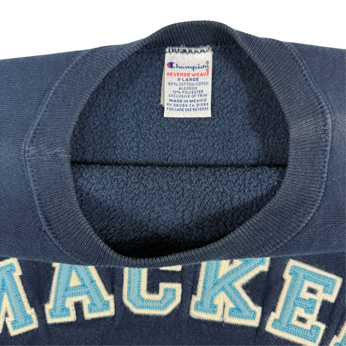 90's Champion リバースウィーブ MACKER BASKETBALL ネイビー スウェット XL 首元タグ引き